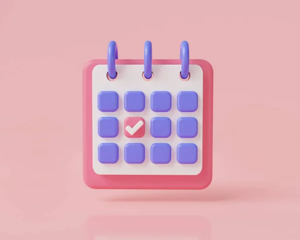 Render Illustration Kalender Symbol Auf Rosa Hintergrund Kalenderzuordnungssymbol Besprechungsplaner Feiertag — Stockfoto