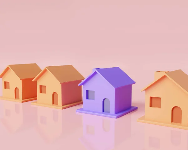 Home icon on pink background. Choosing the right real estate property. New home. residential finance economy. home property investment. Business loans for real estate concept. 3D render illustration