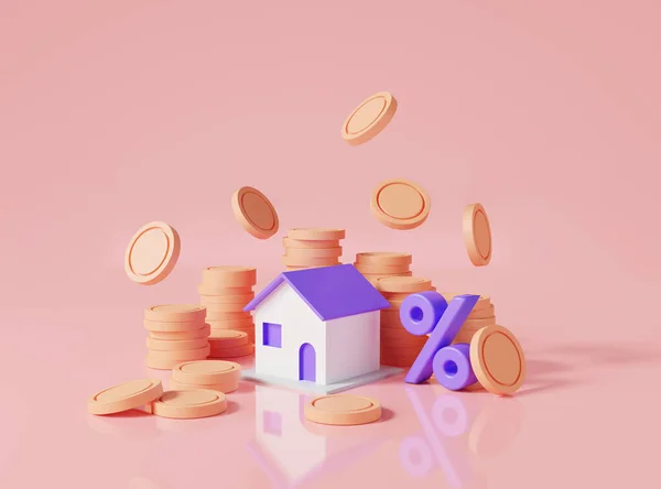 Thuis Procent Symbool Rente Hypotheekrenteconcept Hypothecaire Investeringen Onroerend Goed Financiële — Stockfoto