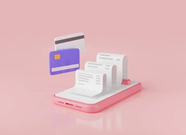 Pagamento Line Com Conta Cartão Crédito Está Telefone Móvel Dinheiro — Fotografia de Stock