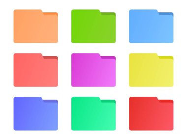 Colourful folder icon collection for web app, mobile app, or website in flat style design. Closed folder clipart