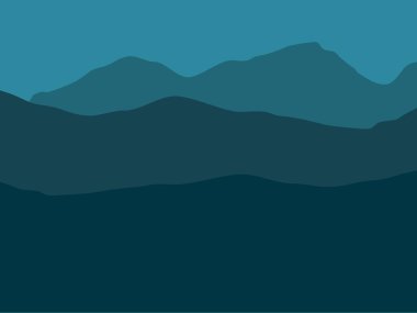 Alpenlight mavi gökyüzü ve yükselen güneşle vadinin altındaki sisli dağ manzarasının panoramik görüntüsü. vektör tasarımı