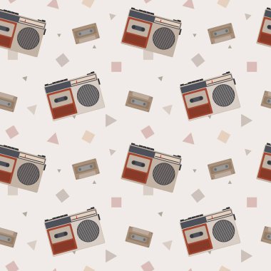 Retro Pop Radyo Kasetçalar Kusursuz Kalıp. Klasik biçim tasarımı.