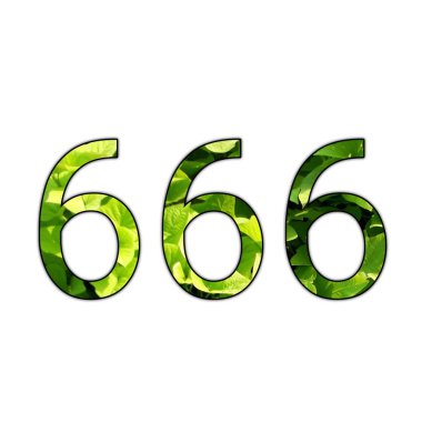 İzole edilmiş beyaz arkaplanda yaprak dokusu olan 666 numaralı tasarım