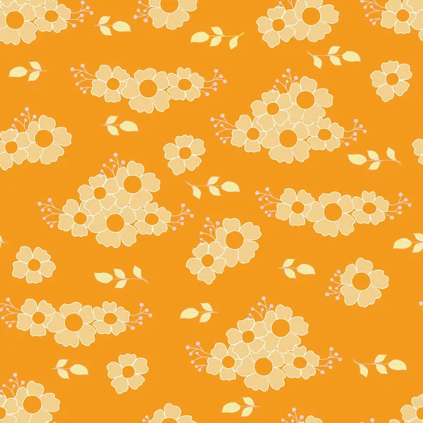 Бесшовный Декоративный Узор Симпатичными Оранжевыми Цветами Печать Текстиля Обоев Чехлов — стоковый вектор