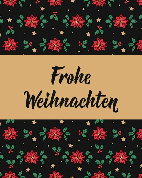 Christmas Card German Text Merry Christmas Lettering Vector Illustration Element — Stock Vector