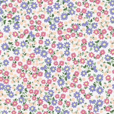 Seamless decorative pattern with daisies. Print for textile, wallpaper, covers, surface. For fashion fabric. Modern style millefleurs.