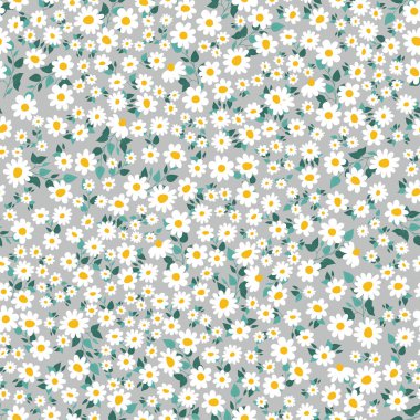 Seamless decorative pattern with daisies. Print for textile, wallpaper, covers, surface. For fashion fabric. Modern style millefleurs.