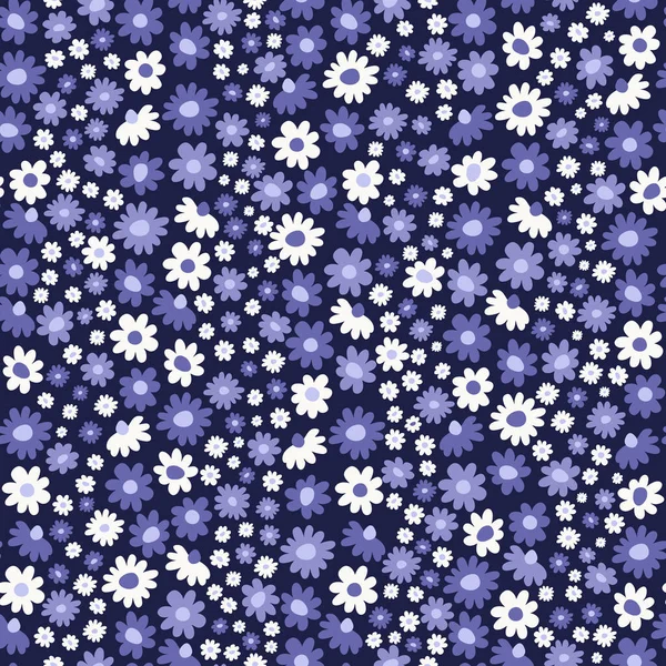 Bezproblémový Dekorativní Vzor Modrými Sedmikráskami Tisk Pro Textil Tapety Obaly — Stockový vektor