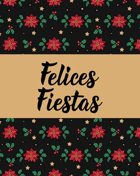 Tarjeta Navidad Felices Fiestas Español Felices Fiestas Letras Ilustración Vectorial — Archivo Imágenes Vectoriales