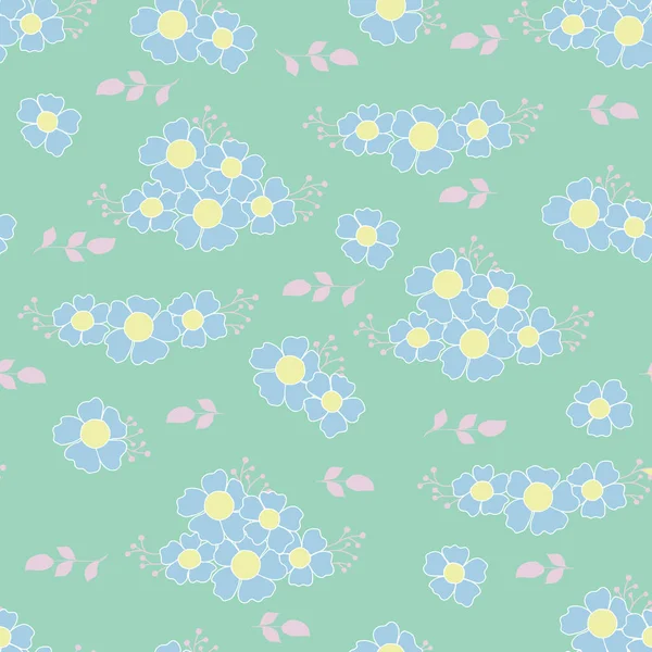 Bezproblémový Dekorativní Vzor Roztomilými Modrými Květy Tisk Pro Textil Tapety — Stockový vektor