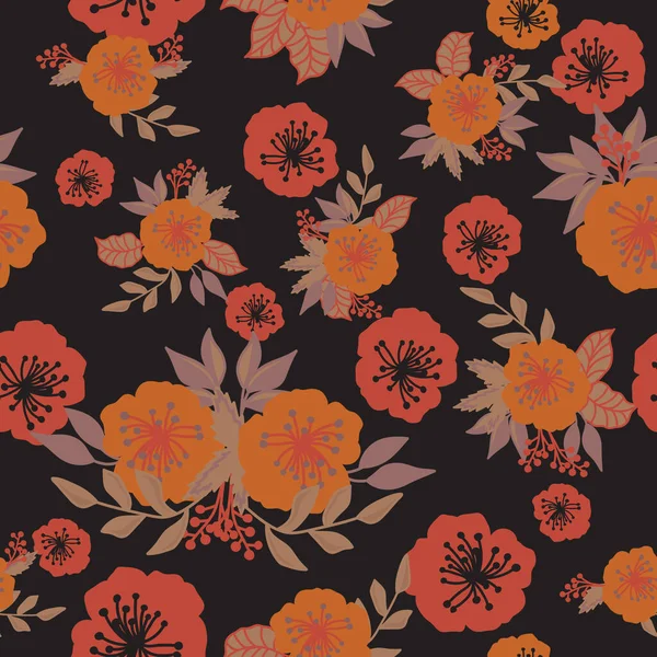 Patrón Sin Costura Floral Colores Terrosos Impresión Para Textiles Papel — Vector de stock