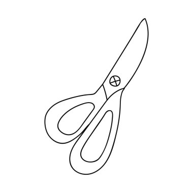 Single hand drawn scissors. Doodle vector illustration. Isolated on a white background.