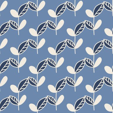 Seamless decorative pattern with cute exotic leaves. Print for textile, wallpaper, covers, surface. Retro stylization. For fashion fabric.