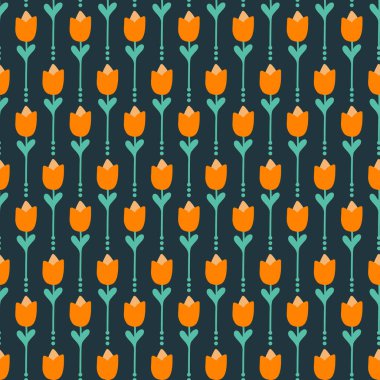 Laleli kusursuz dekoratif zarif desen. Tekstil, duvar kâğıdı, kapak, yüzey baskısı. Retro stil. Moda kumaşı için.