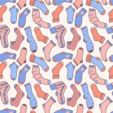 Seamless pattern with bright socks. Print for textile, wallpaper, covers, surface. Retro stylization. For fashion fabric.