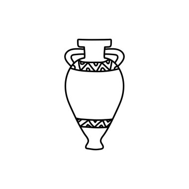 Single hand drawn amphora. Doodle vector illustration. Isolated on a white background.