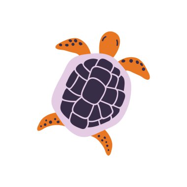 Bright turtle. Underwater world. Vector illustration. Isolated on a white background. Retro stylization.