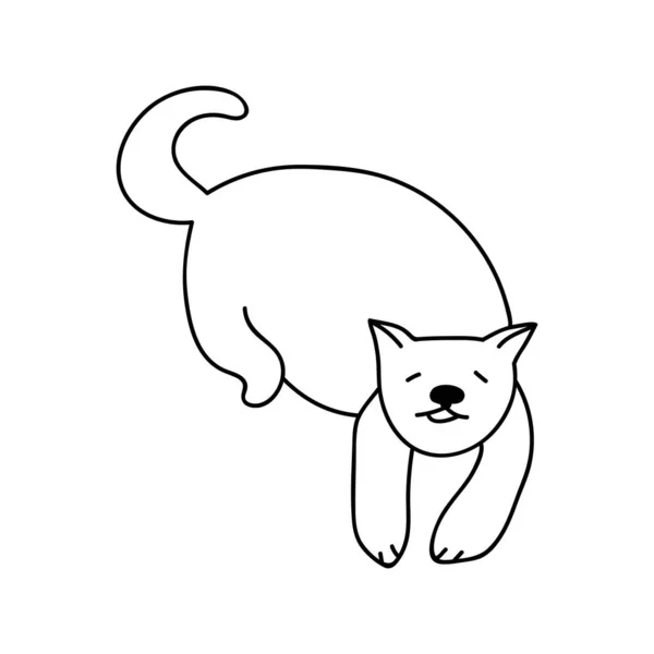 Gato Una Sola Mano Dibujado Una Pose Divertida Ilustración Vectorial — Archivo Imágenes Vectoriales