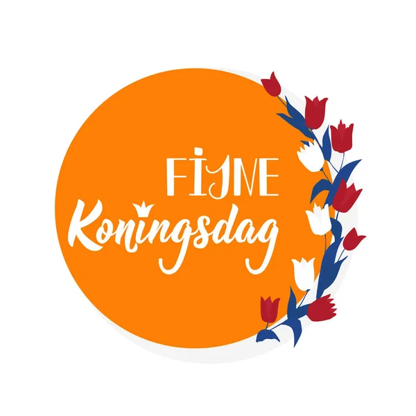 Gelukkige Koningsdag Kaart Nederlandse Tekst Happy King Day Letteren Vectorillustratie — Stockvector