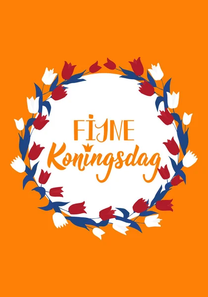 Feliz Cartão Dia Rei Texto Holandês Feliz Dia Rei Letras —  Vetores de Stock