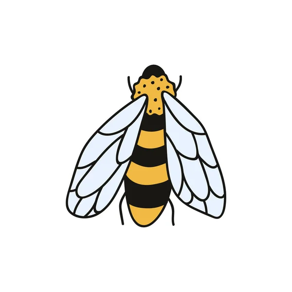 片手で蜂を描いた 落書きベクトルイラスト 白い背景に隔離された — ストックベクタ