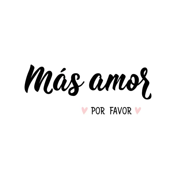 Letras Traducción Del Español Más Amor Por Favor Elemento Para — Vector de stock