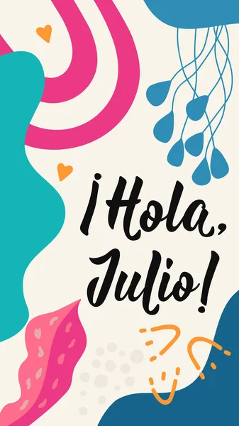 Plantilla Publicación Historia Redes Sociales Traducción Del Español Hola Julio — Archivo Imágenes Vectoriales