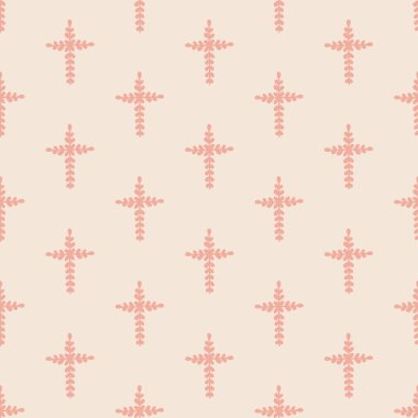 Hristiyan haçlarıyla kusursuz desen. Tekstil, kapak ve yüzey için baskı. Moda kumaşı için. Dini, pürüzsüz desen