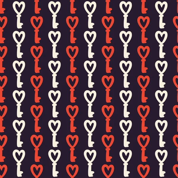 ハート型のキーを持つシームレスな装飾的なエレガントなパターン テキスタイル カバー 表面のための印刷 レトロなスタイル ファッション生地のために ロマンチックなパターン 同居のシンボル — ストックベクタ