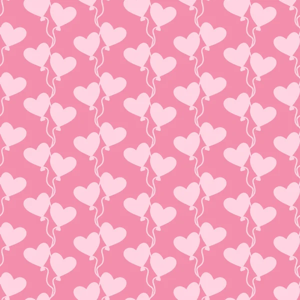 Patrón Sin Costuras Con Globos Forma Corazón Estampado Rosa Con — Archivo Imágenes Vectoriales