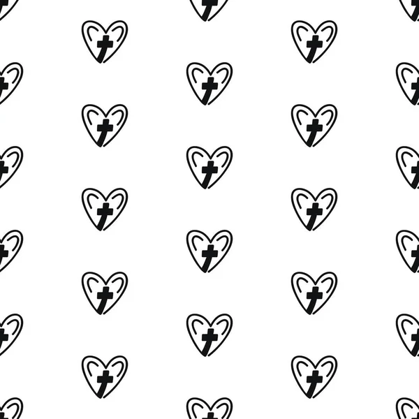 Seamless Pattern Hearts Crosses Print Textile Covers Surface Fashion Fabric — Stock Vector