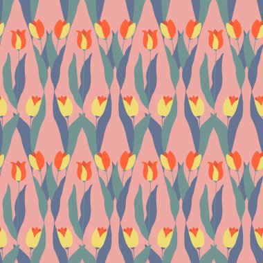 Laleli kusursuz dekoratif zarif desen. Tekstil, duvar kâğıdı, kapak, yüzey baskısı. Retro stil. Moda kumaşı için.