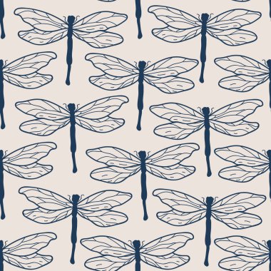 Yusufçuklarla kusursuz dekoratif zarif bir desen. Tekstil, duvar kâğıdı, kapak, yüzey baskısı. Retro stil. Moda kumaşı için.