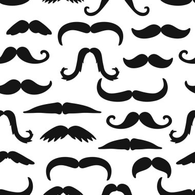 Bıyıklı kusursuz bir desen. Tekstil, duvar kâğıdı, kapak, yüzey baskısı. Retro stil. Moda kumaşı için.