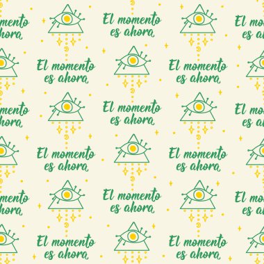 İspanyol harfleriyle kusursuz ve zarif bir desen. El momento es ahora. O an şimdi - İspanyolca. Tekstil, duvar kâğıdı, kapak, yüzey baskısı. Moda kumaşı için.