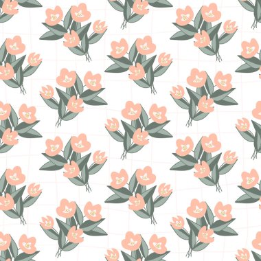 Çiçekli kusursuz dekoratif zarif desen. Tekstil, duvar kâğıdı, kapak, yüzey baskısı. Retro stil. Moda kumaşı için.