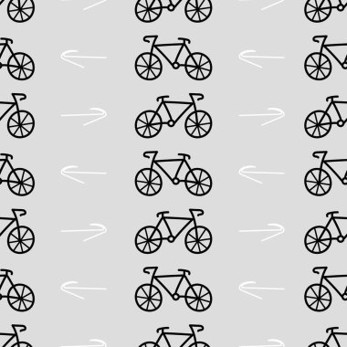 Bisikletli kusursuz soyut desen. Tekstil, duvar kâğıdı, kapak, yüzey baskısı. Moda baskıları için klasik şablon.