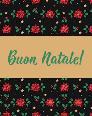 Noel kartı. İtalyanca 'dan çeviri: Mutlu Noeller. Tatil mektupları. Buon Natale.