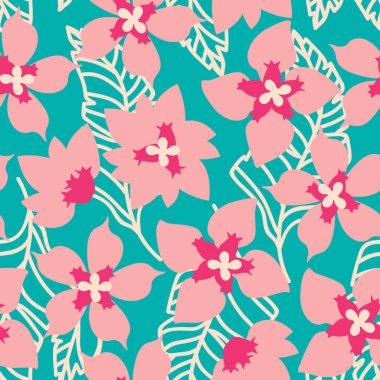 Çiçekli kusursuz dekoratif zarif desen. Tekstil, duvar kâğıdı, kapak, yüzey baskısı. Retro stil. Moda kumaşı için.