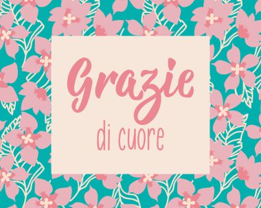 Teşekkür ederim. Teşekkür ederim. İtalyanca çevirisi - Çok teşekkür ederim. Tebrik kartları, posterler ve sosyal medya için mükemmel bir tasarım. İtalyan Harfleri.