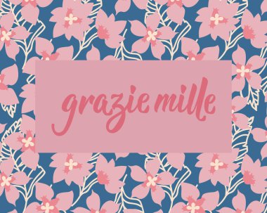 Teşekkürler, Mille. İtalyanca çevirisi - Çok teşekkürler. Tebrik kartları, posterler ve sosyal medya için mükemmel bir tasarım. İtalyan Harfleri.