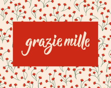 Teşekkürler, Mille. İtalyanca çevirisi - Çok teşekkürler. Tebrik kartları, posterler ve sosyal medya için mükemmel bir tasarım. İtalyan Harfleri.