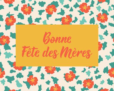 Anneler günü kartı. Fransızca çevirisi - Anneler Günün kutlu olsun. Tebrik kartları, posterler ve sosyal medya için mükemmel bir tasarım. Fransız Harfleri.
