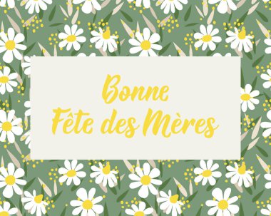 Anneler günü kartı. Fransızca çevirisi - Anneler Günün kutlu olsun. Tebrik kartları, posterler ve sosyal medya için mükemmel bir tasarım. Fransız Harfleri.