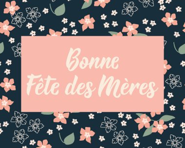 Anneler günü kartı. Fransızca çevirisi - Anneler Günün kutlu olsun. Tebrik kartları, posterler ve sosyal medya için mükemmel bir tasarım. Fransız Harfleri.