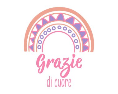 Teşekkür ederim. Teşekkür ederim. İtalyanca çevirisi - Çok teşekkür ederim. Tebrik kartları, posterler ve sosyal medya için mükemmel bir tasarım. İtalyan Harfleri.