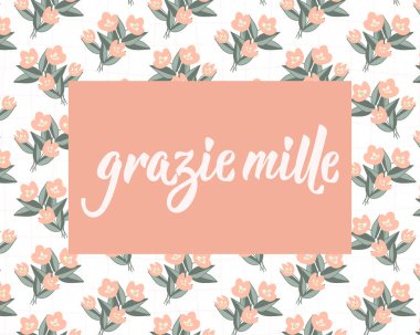 Teşekkürler, Mille. İtalyanca çevirisi - Çok teşekkürler. Tebrik kartları, posterler ve sosyal medya için mükemmel bir tasarım. İtalyan Harfleri.