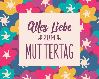 Almanca 'dan çeviri: Anneler Günü için büyük sevgi. Tebrik kartları, posterler ve sosyal medya için mükemmel bir tasarım. Alman Harfleri.