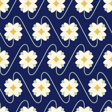 Çiçekli kusursuz dekoratif zarif desen. Tekstil, duvar kâğıdı, kapak, yüzey baskısı. Retro stil. Moda kumaşı için.